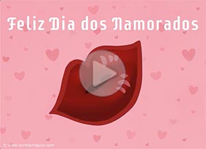 Tarjeta animada de Da dos Namorados. Mandando um beijo virtual 